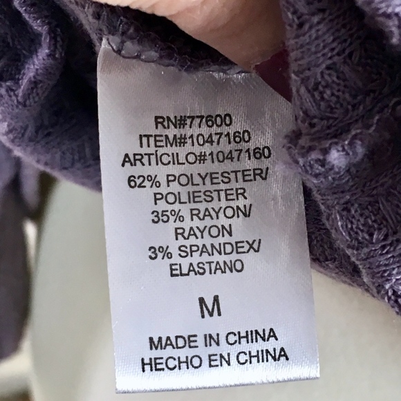 CHASER Purple Waffle Knit Button Cuff Top Medium - Picture 8 of 8